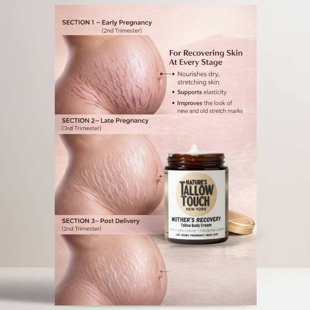 Mother’s Recovery Tallow Body Cream | Elasticity, Dry Skin & Stretch Mark Support - Nature’s Tallow Touch LLC